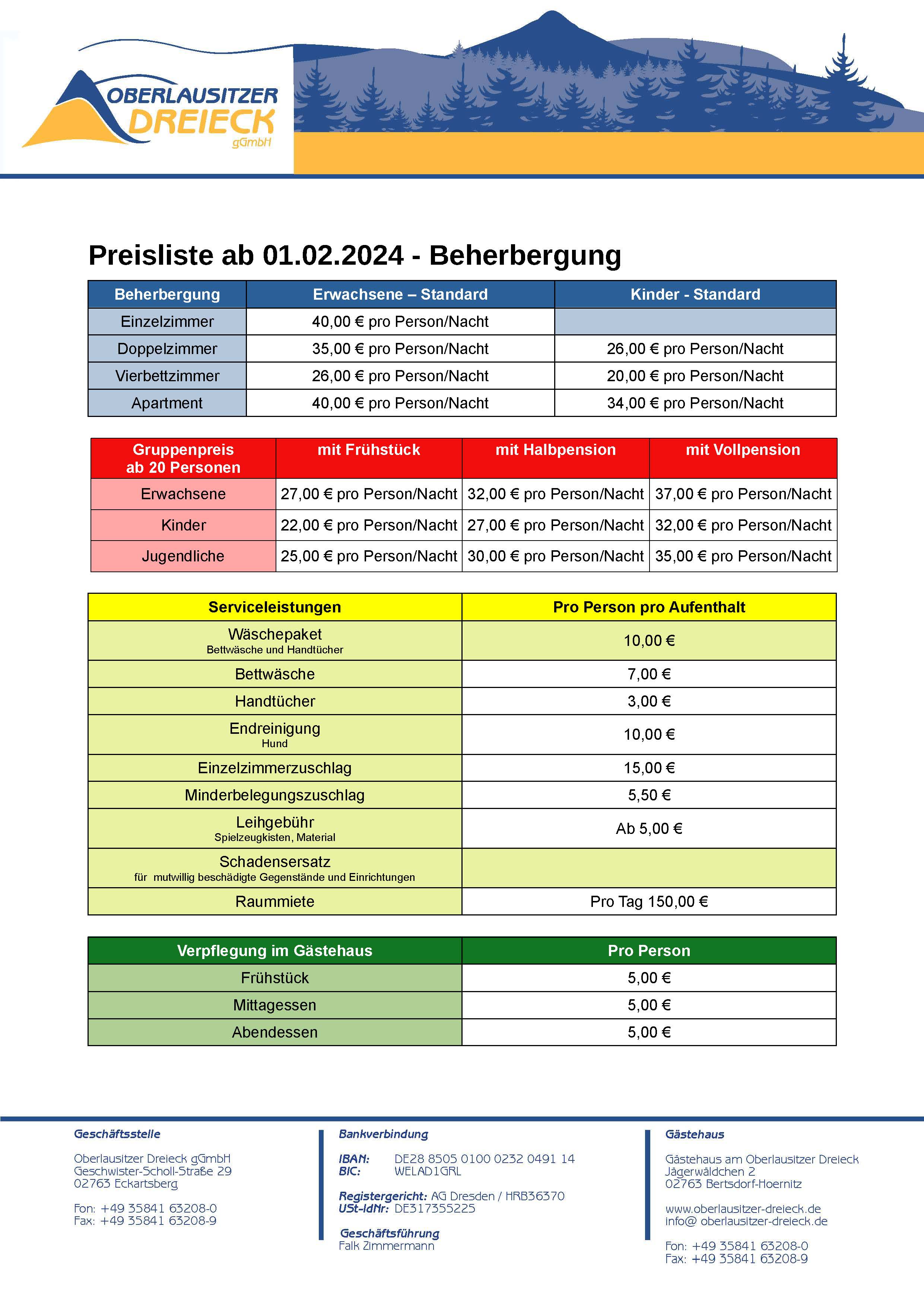 Preisliste als Bild